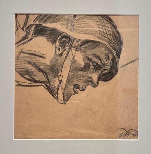 Голова солдата. 1944. бумага, цветной карандаш