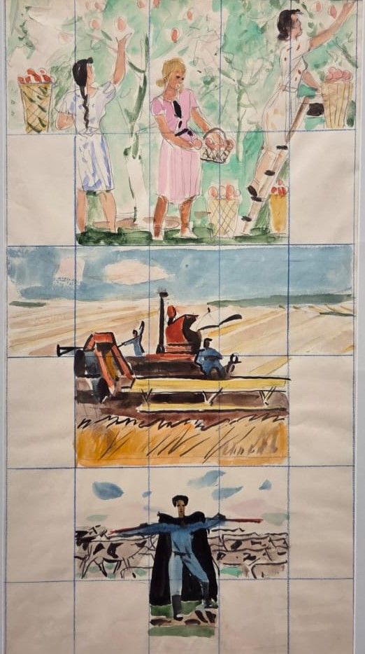 Богатства страны. Наш урожай. 1959-1960. эскиз. бумага, акварель, цветной карандаш