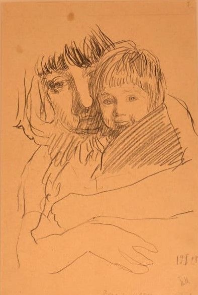 Пётр Митурич. Вера с Маем. 1928 Бумага, графитный карандаш