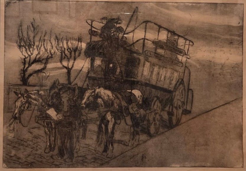 Нина Симонович-Ефимова. Парижский омнибус. 1909. офорт