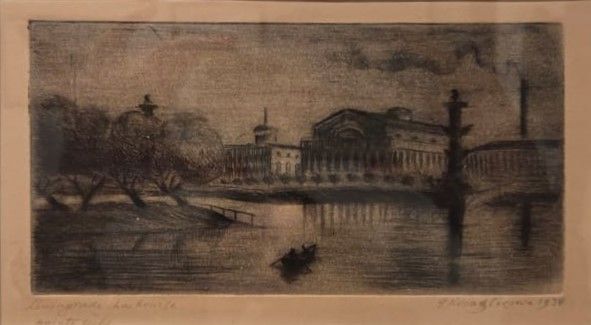 Елизавета Кругликова. Ленинград. Биржа. 1934. сухая игла