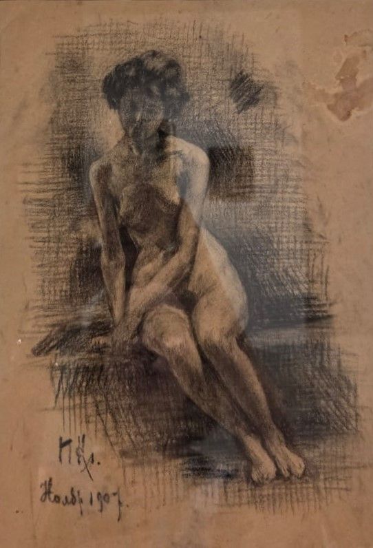 Натурщица. 1907. бумага, уголь