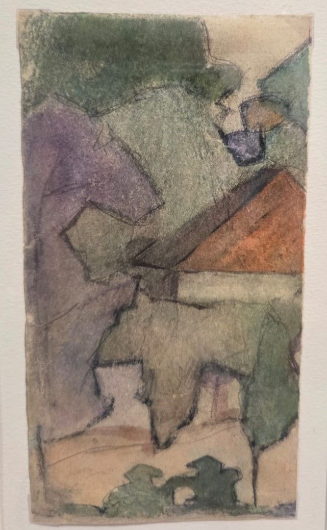 Дом с красной крышей. 1914. бумага, акварель
