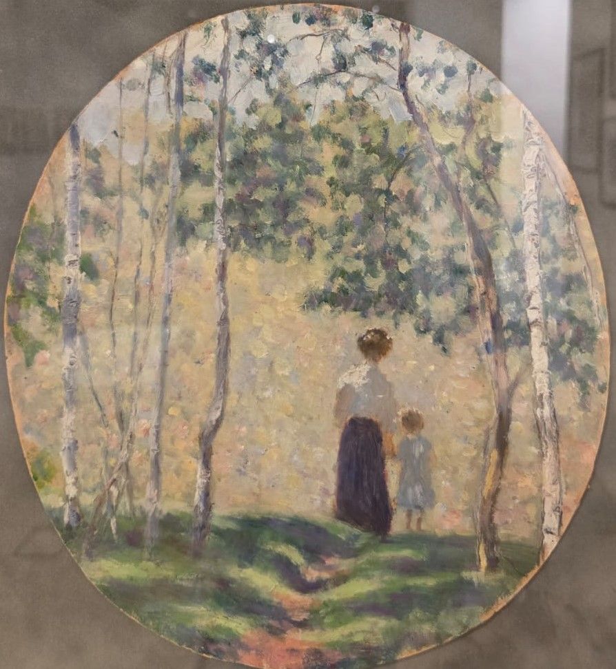 Прогулка. Середина 1900-х картон, масло