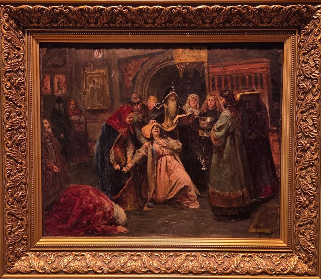 Лебедев К.В. Насильственный постриг. 1896 холст на картоне, масло