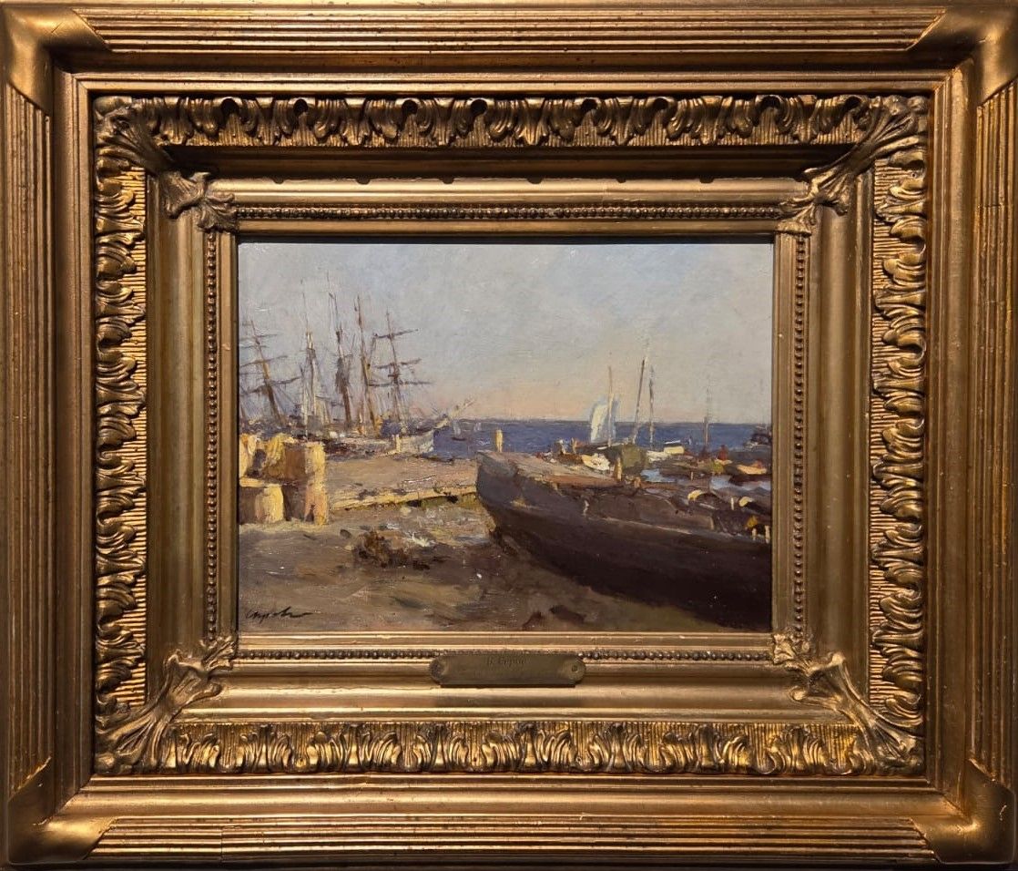 Валентин Серов. Поморские суда в Архангельске. 1894 дерево, масло