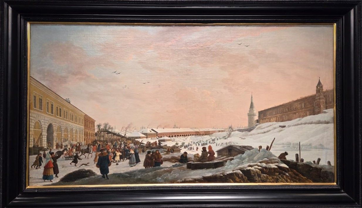 Жерар Делабарт. Ледяные горы в Москве на Неглинной улице во время Масленой недели. 1795 холст, масло
