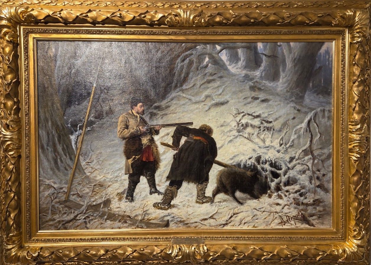 Перов В.Г. Охота на медведя зимой. 1879 холст, масло