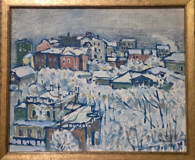 Василий Кандинский. Зимний день. Смоленский бульвар. Ооло 1916. холст на картоне, масло