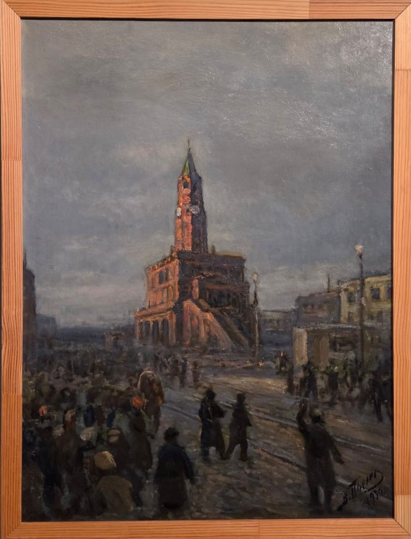 Владимир Пчелин. Сухарева башня. 1930 фанера, масло