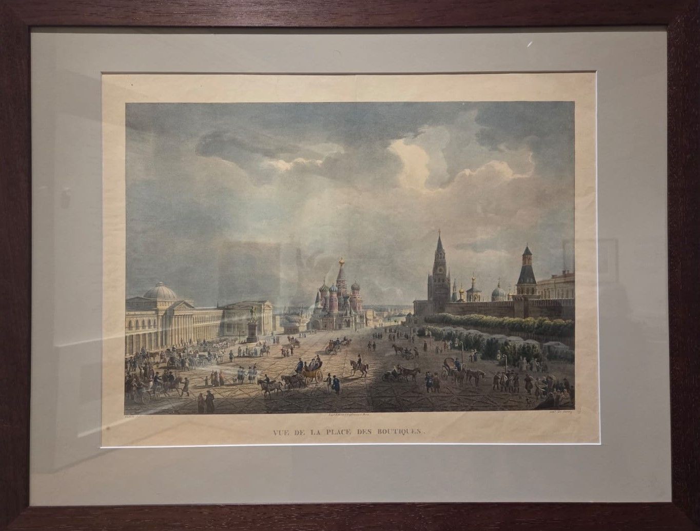 Красная площадь в Москве. Исидор Лорен Деруа, по оригиналу Огюста Жана Батиста Антуана Кадоля (1782-1849) Париж, 1825 литография