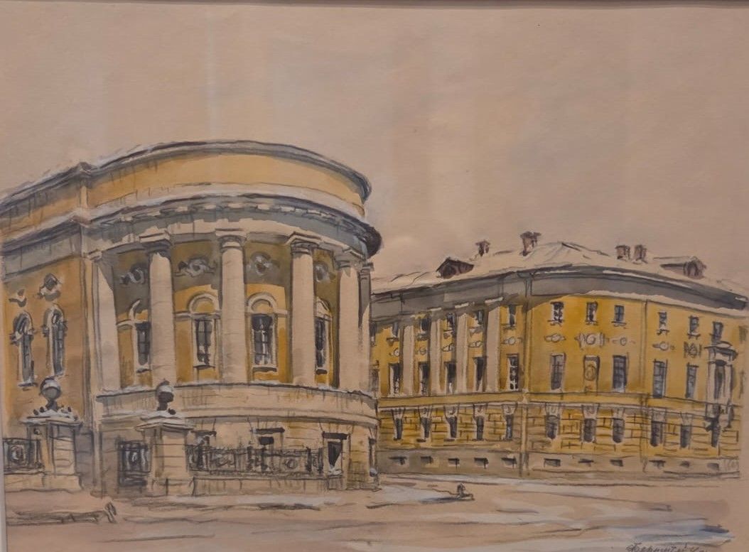 Московский университет Э.Б.Бернштейн Москва 1951 бумага, акварель, графитный карандаш, цветной карандаш, белила