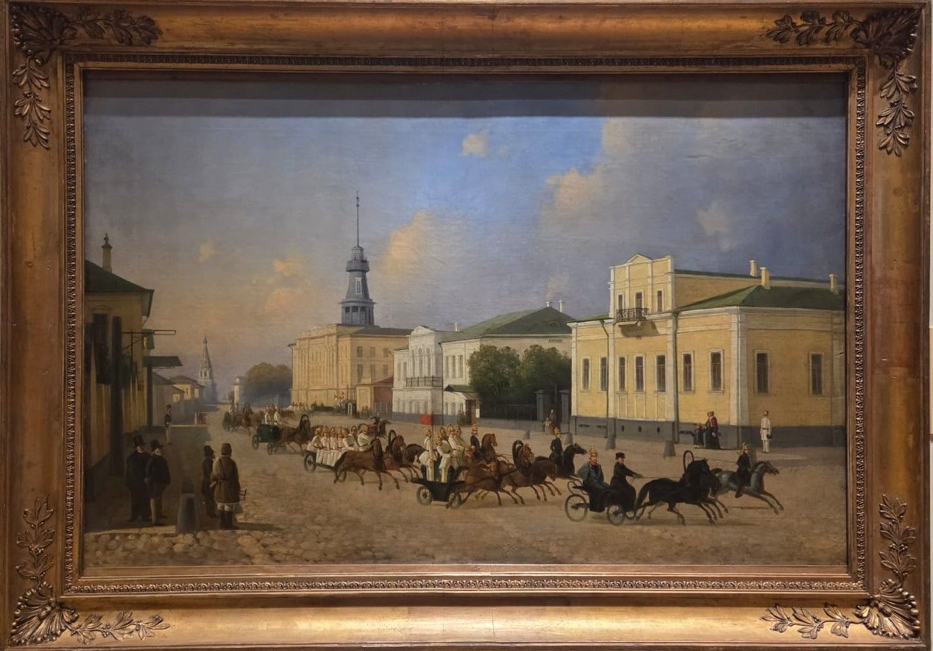 Московская пожарная команда на Пречистенке. Неизвестный художник. 1850-е холст, масло