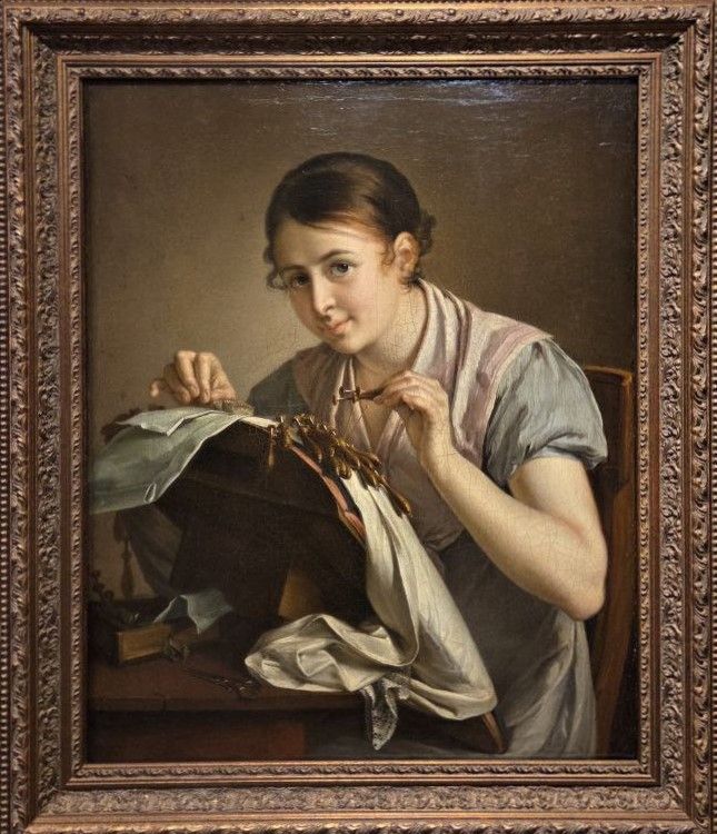Тропинин В.А. Девушка, плетущая кружева. Кружевница. 1830-е холст, масло