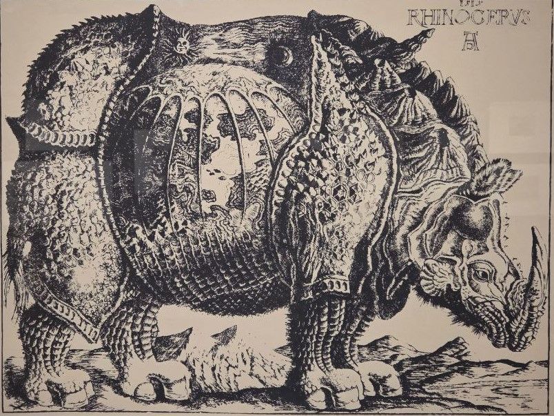 Д.П.Плаинский Носорог 1995 бумага, шелкография