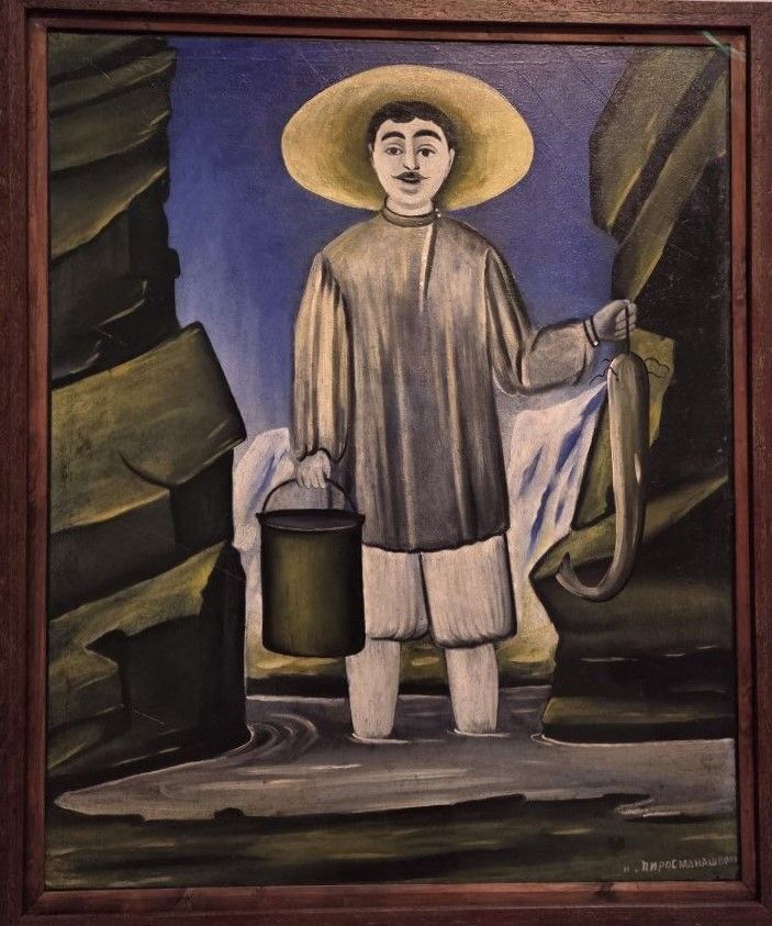 Нико Пироманашвили. Рыбак среди скал. 1906 клеенка на холсте, масло