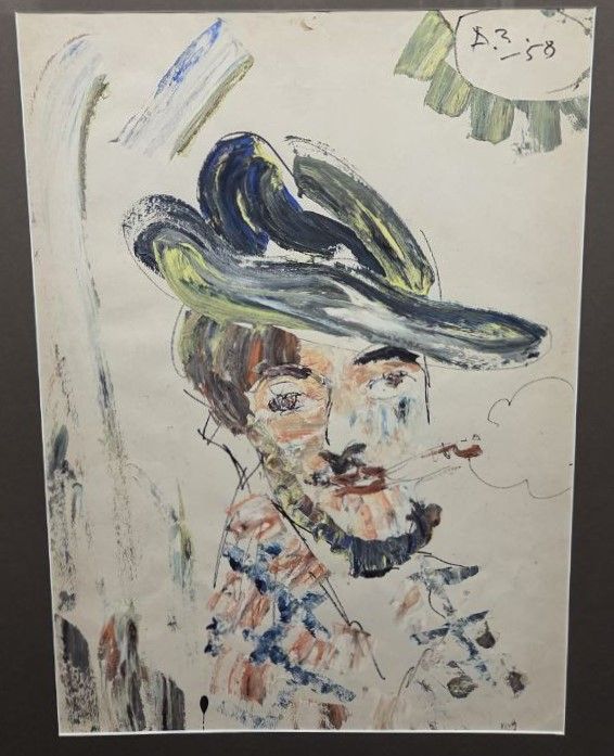 Автопортрет в зеленой шляпе. 1958. Бумага, гуашь. 57×40,5