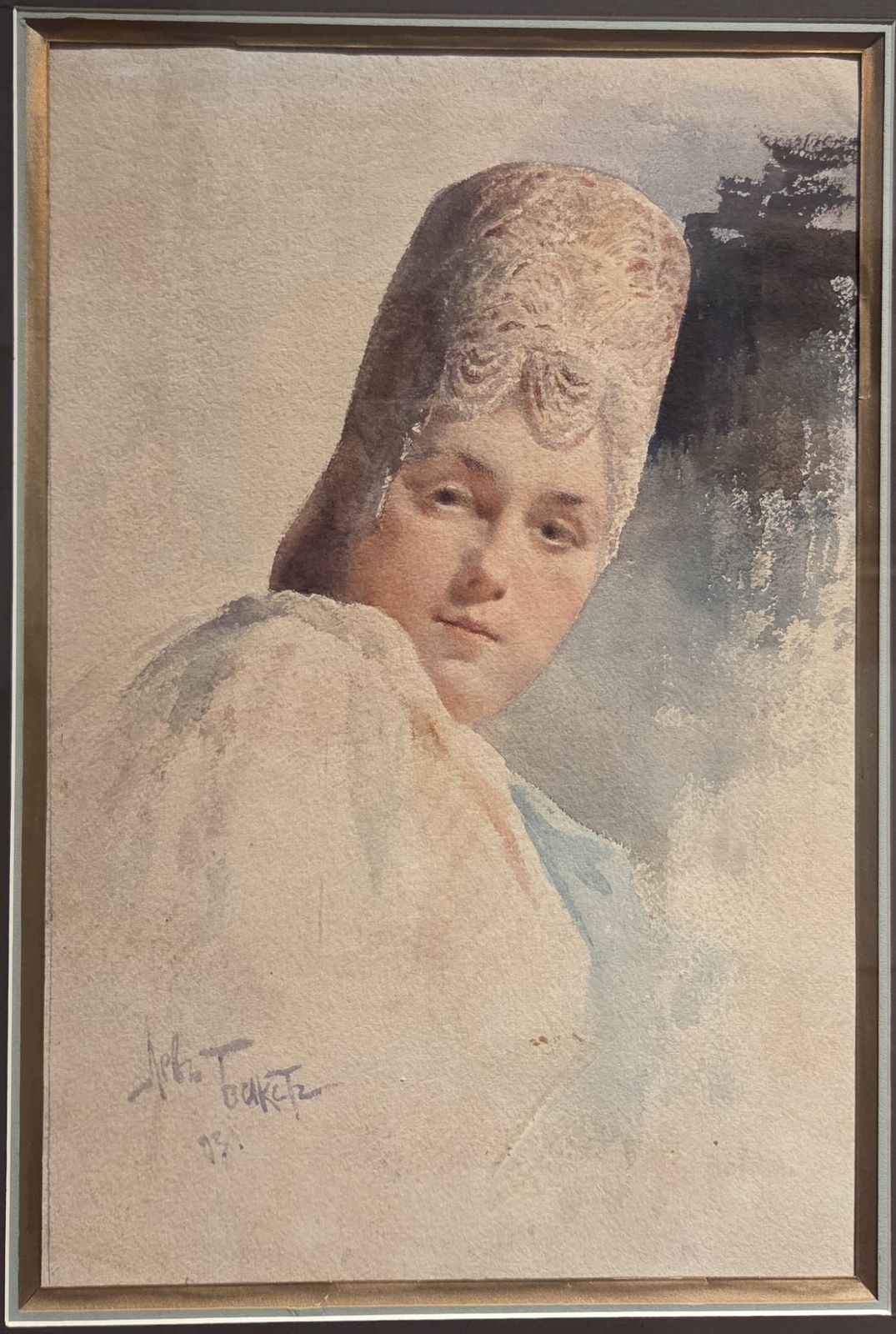 Бакст Л.С. Женщина в кокошнике 1893 бумага, акварель
