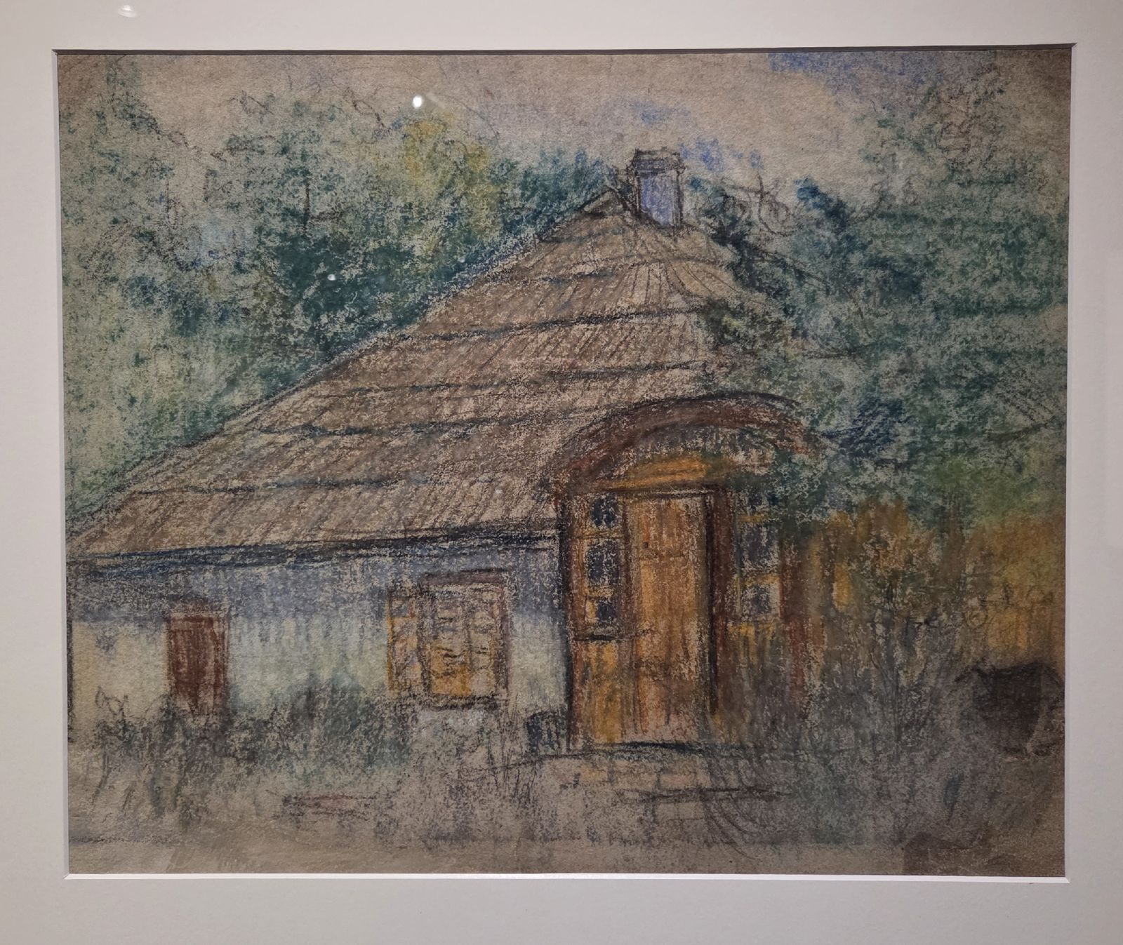 Михаил Ларионов. Домик. Начало 1900-х бумага, пастель