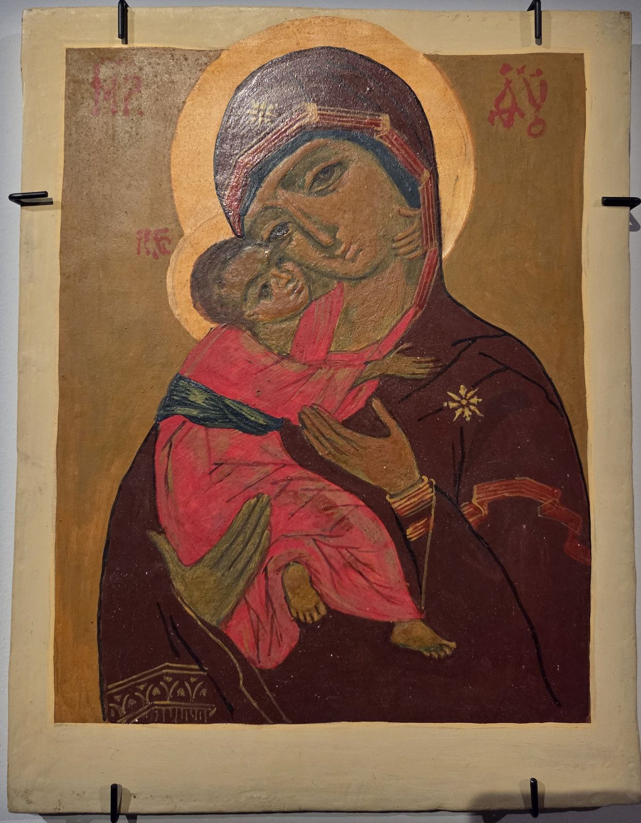 Ю.Н.Рейтлингер Икона "Богоматерь Владимирская"  1970-е-1980-е дерево, левкас, темпера, олифа