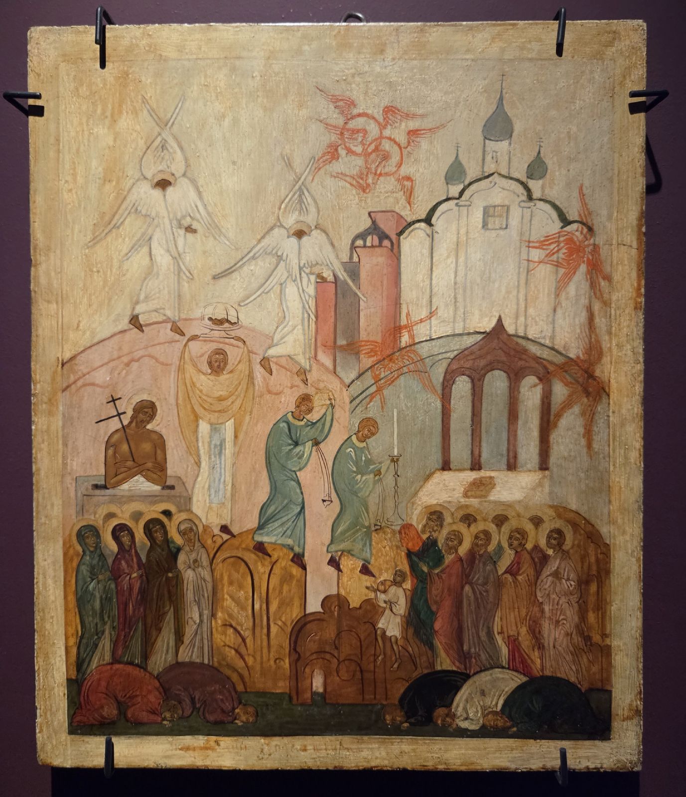 Ю.Н.Рейтлингер Икона "Ныне силы небесные с нами" 1930-е фанера, дерево, левкас, темпера, олифа