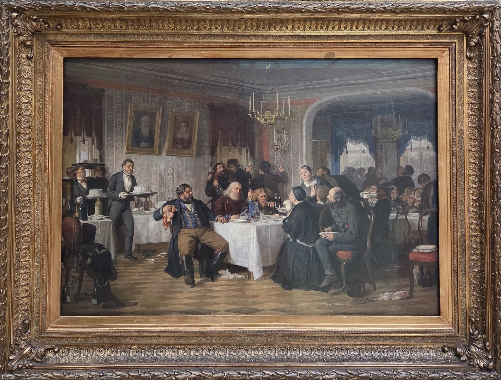 Фирс Журавлёв Купеческие поминки. 1876 холст, масло