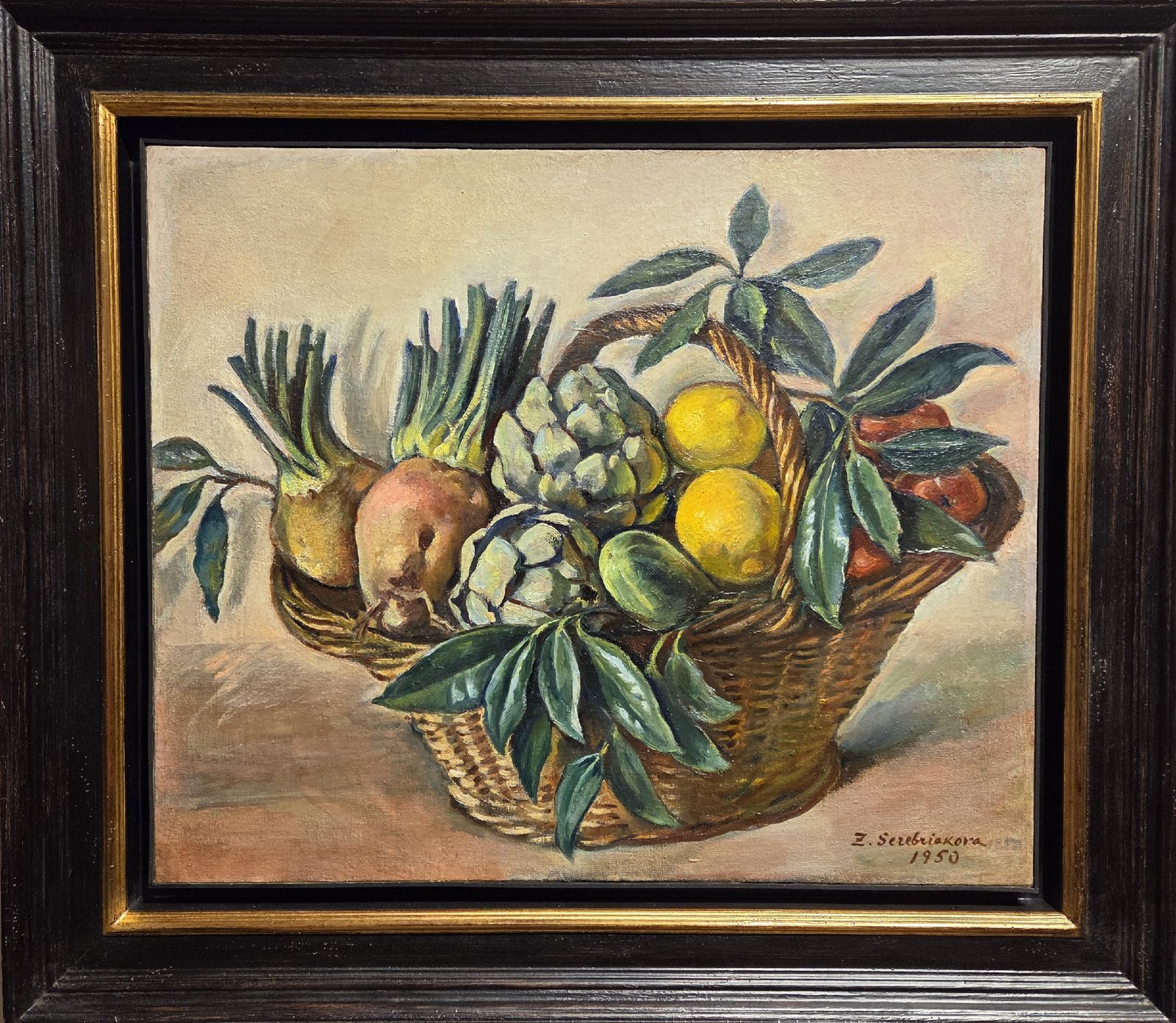 Корзина с овощами. 1950 холст, масло