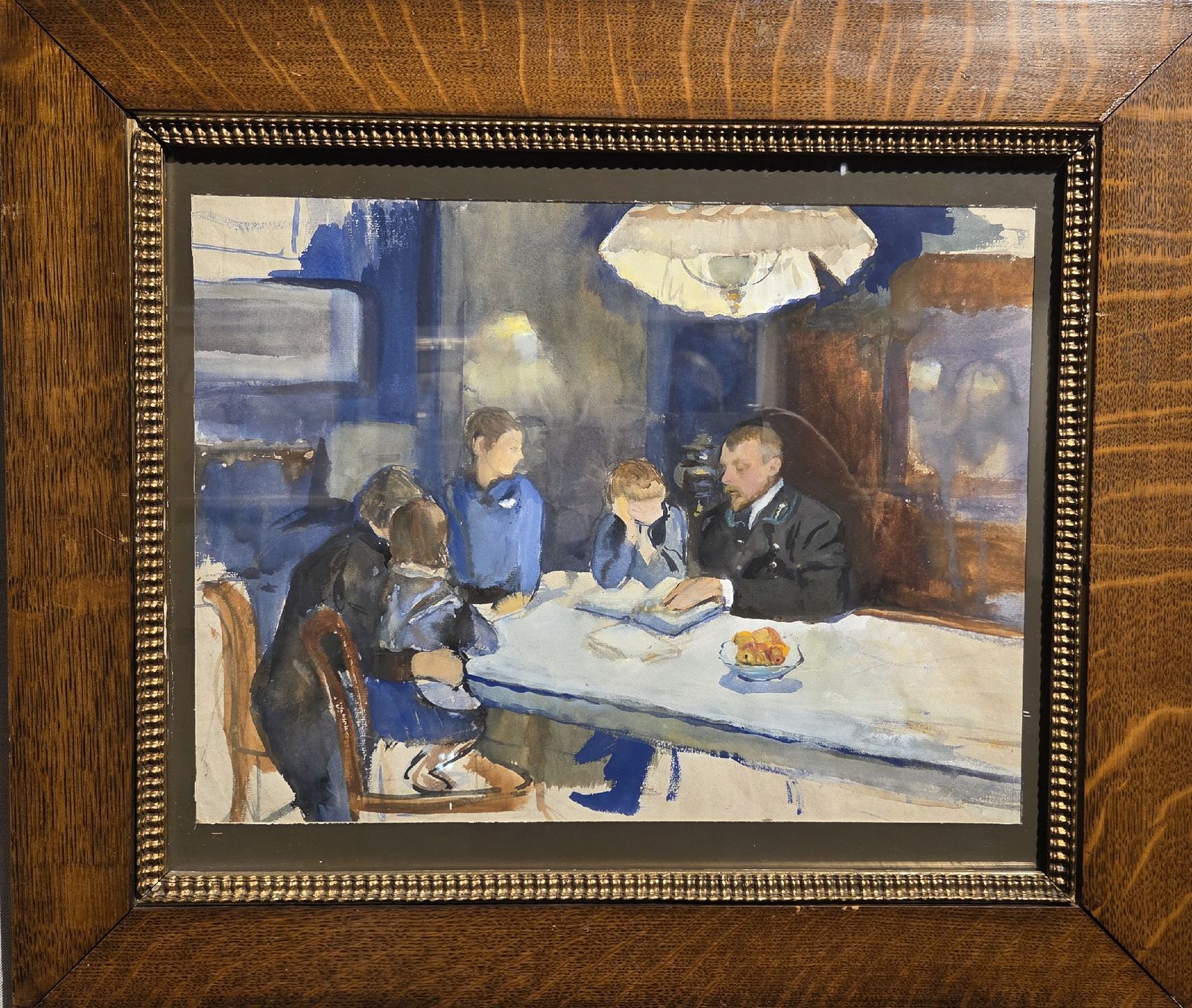 Семейный портрет (в доме Бенуа) 1910-е гг. бумага, темпера На обороте подпись: "Семья Серебряковых за столом".