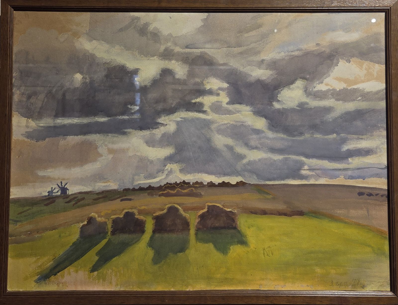 Осенний вечер. Поля вблизи Нескучного. 1916 бумага на картоне, темпера